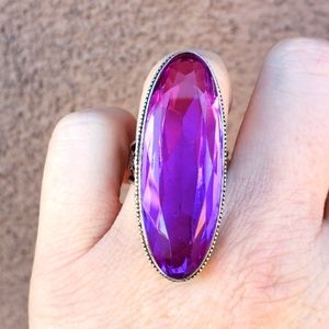 New Amazing Oversized Iolite 925 Silver Statement Ring.
